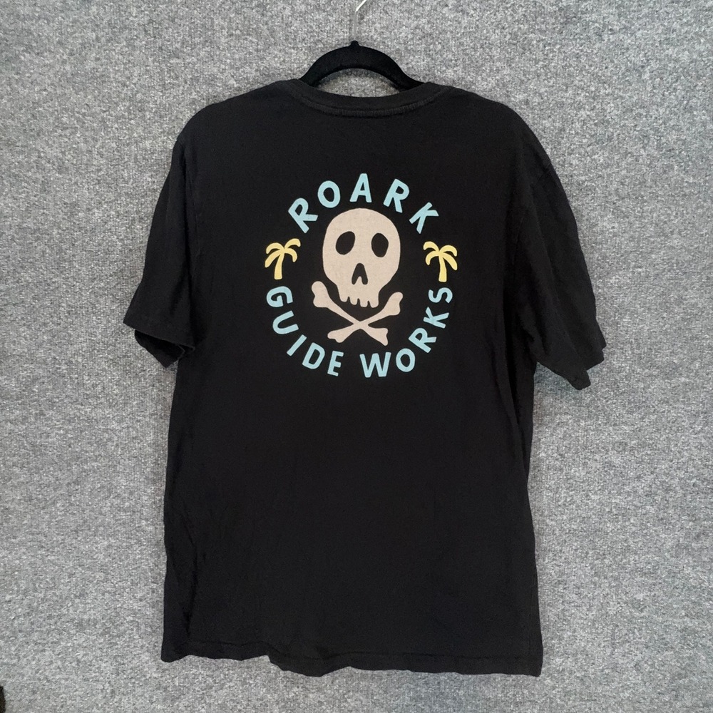Roark Tshirt Men Large Black Skull Palm Tree Guide Works Graphic Tee Skater Surf
